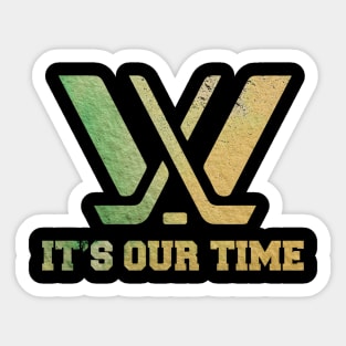 Distressed yellow green It's out time PWhl Sticker